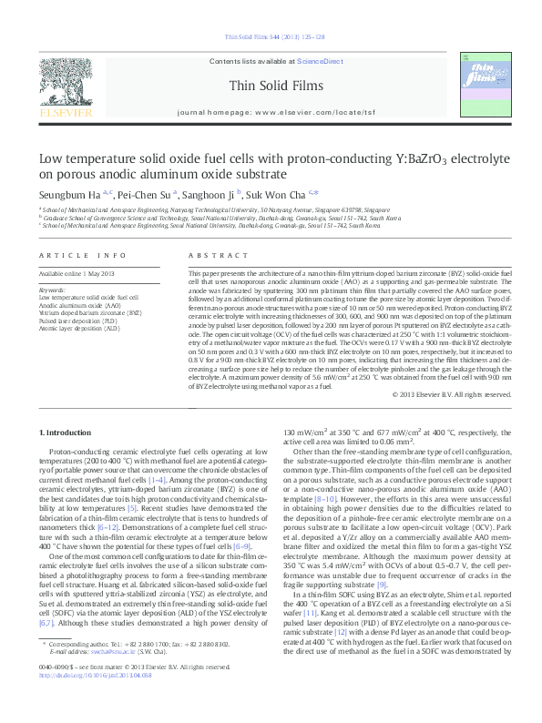 (PDF) Low temperature solid oxide fuel cells with proton-conducting Y ...