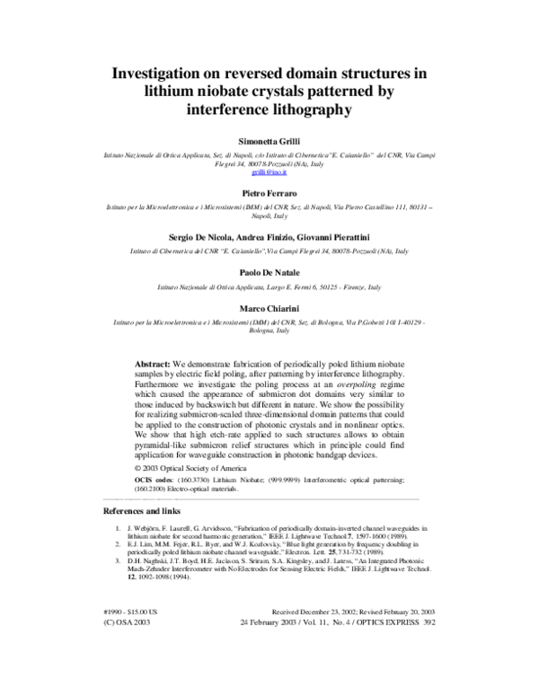 (PDF) Investigation on reversed domain structures in lithium niobate ...