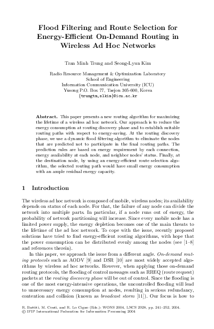 (PDF) Flood Filtering and Route Selection for Energy-Efficient On ...