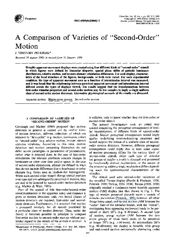 (PDF) A comparison of varieties of second-order motion