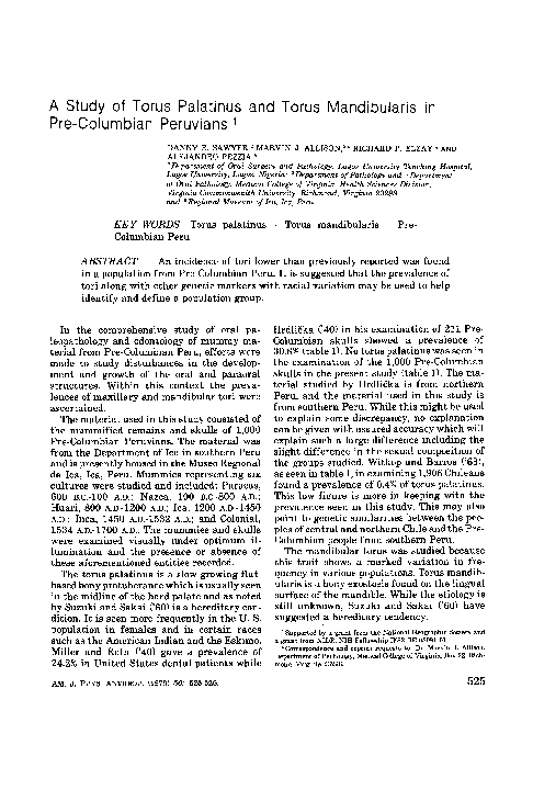 (PDF) A study of torus palatinus and torus mandibularis in Pre ...