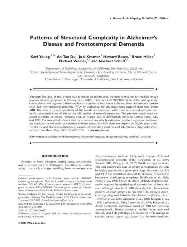 (PDF) Patterns of structural complexity in Alzheimer's disease and ...