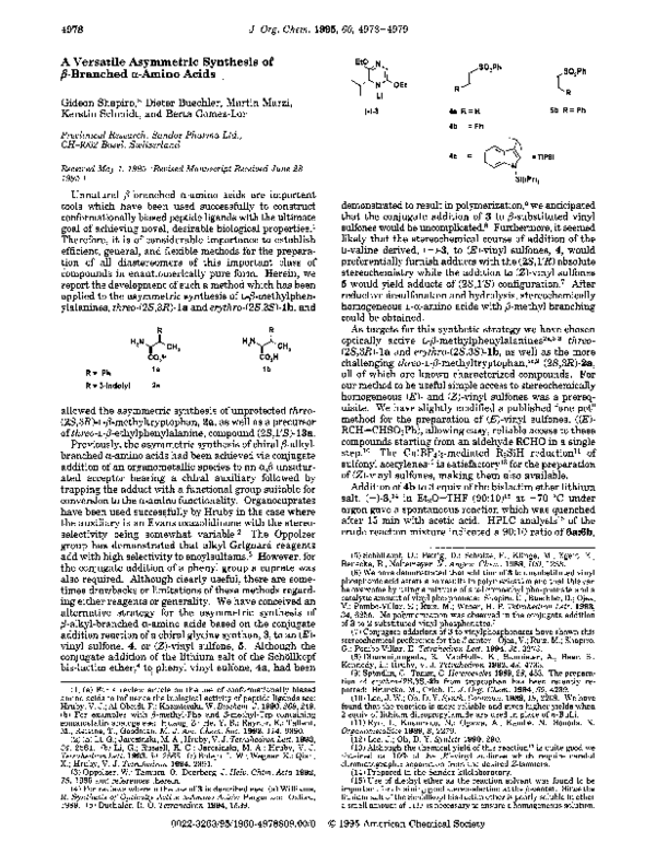 (PDF) A Versatile Asymmetric Synthesis of .beta.Branched .alpha.Amino Acids