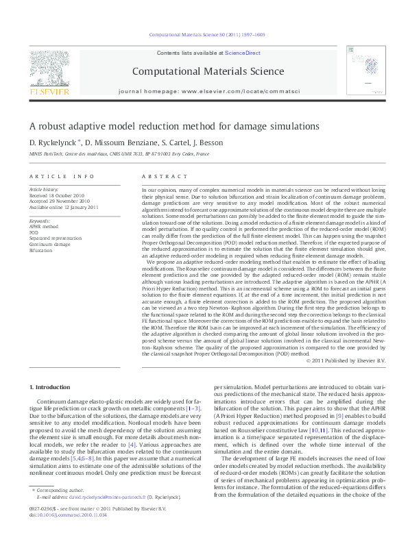(PDF) A robust adaptive model reduction method for damage simulations