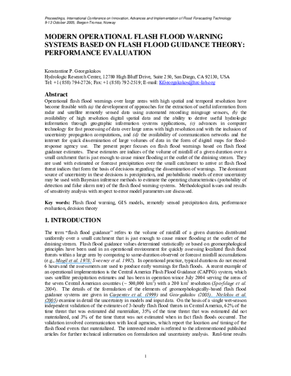 (PDF) Modern operational flash flood warning systems based on flash ...