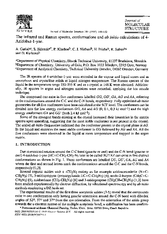 (PDF) The infrared and Raman spectra, conformations and ab initio ...