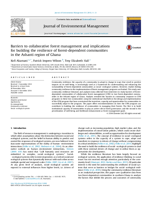 (PDF) Barriers to collaborative forest management and implications for ...