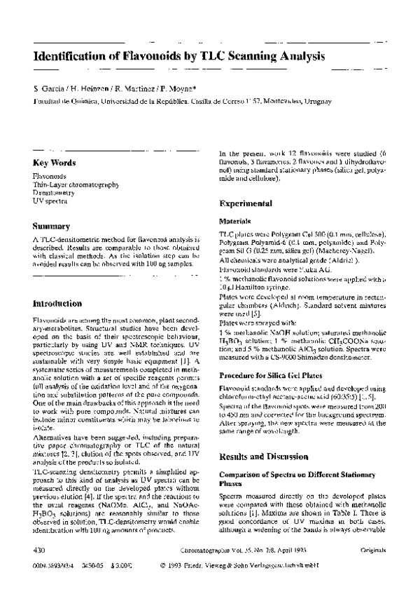 (PDF) Identification of flavonoids by TLC scanning analysis Horacio