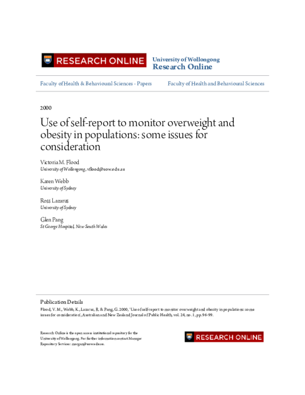 (PDF) Use of self-report to monitor overweight and obesity in ...
