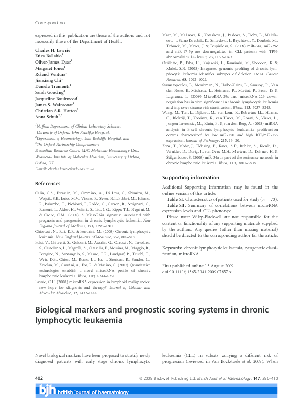 (PDF) Biological markers and prognostic scoring systems in chronic ...