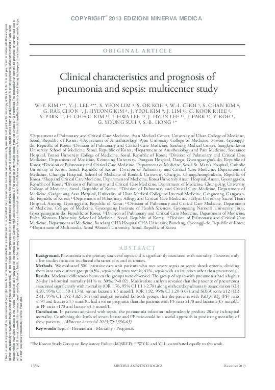 (PDF) Clinical characteristics and prognosis of pneumonia and sepsis ...