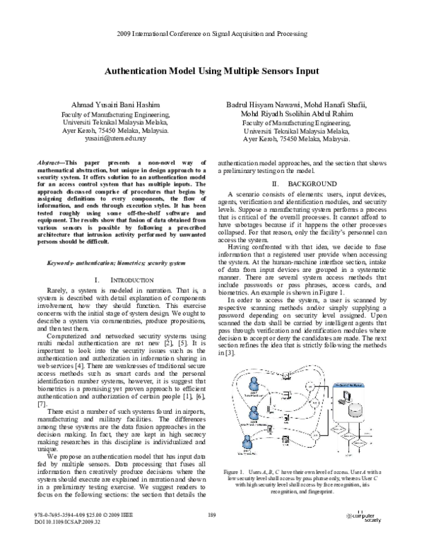 (PDF) Authentication Model Using Multiple Sensors Input