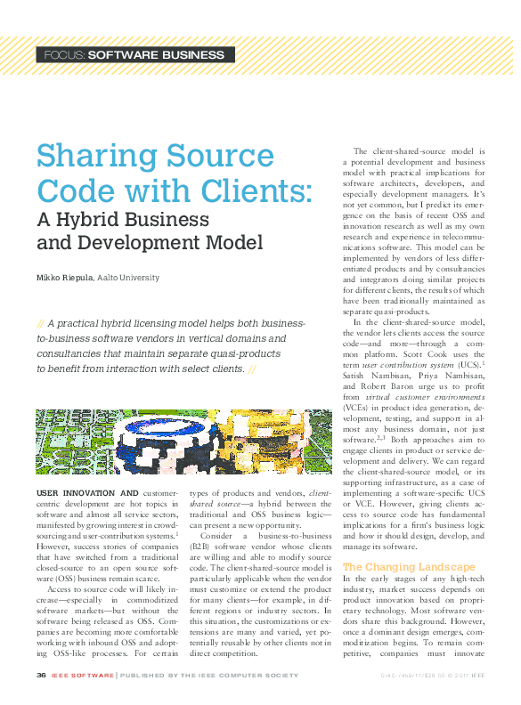 (PDF) Sharing Source Code with Clients: A Hybrid Business and ...