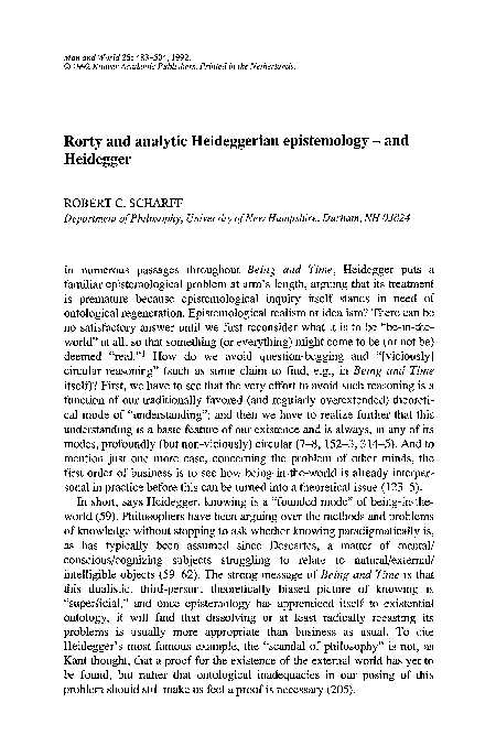 Rorty essays heidegger 05 picture
