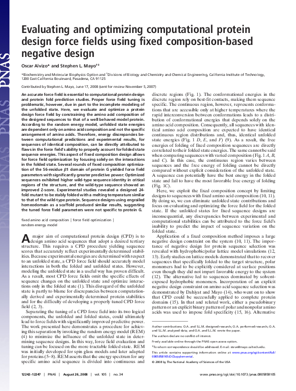 (PDF) Evaluating and optimizing computational protein design force ...