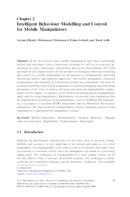 (PDF) Intelligent Behaviour Modelling and Control for Mobile Manipulators