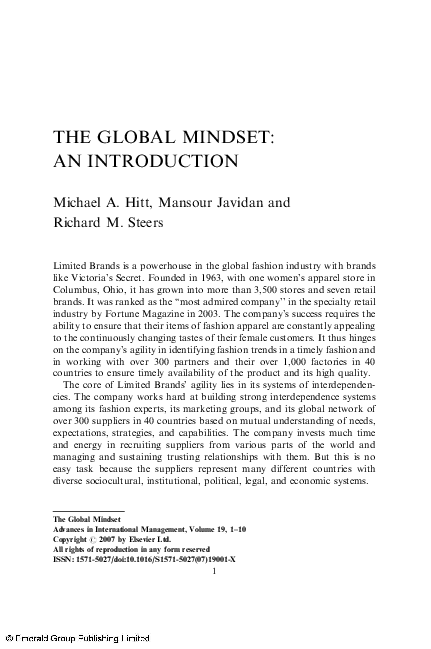 Global mindset essay picture