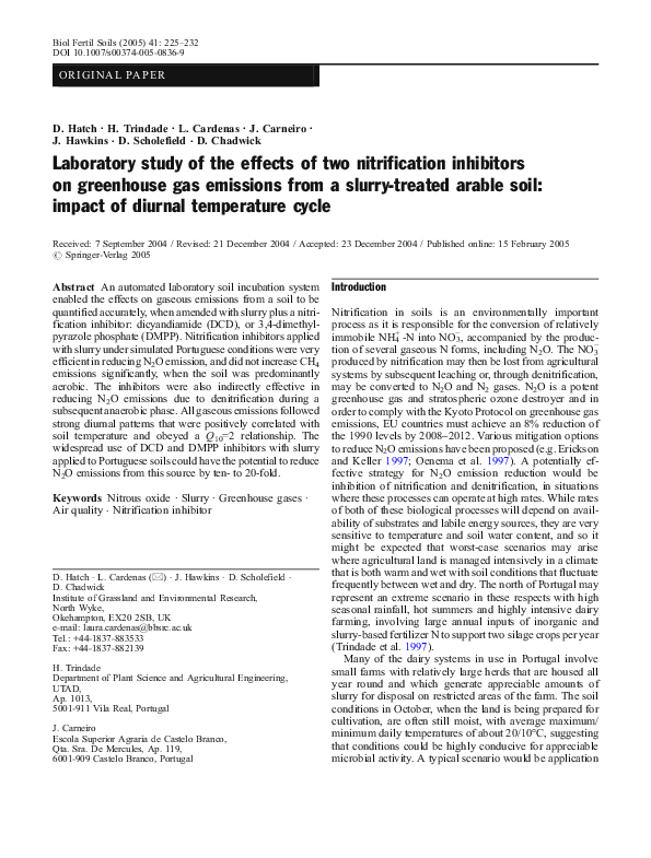 (PDF) Laboratory study of the effects of two nitrification inhibitors ...