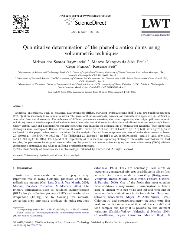 (PDF) Quantitative determination of the phenolic antioxidants using ...