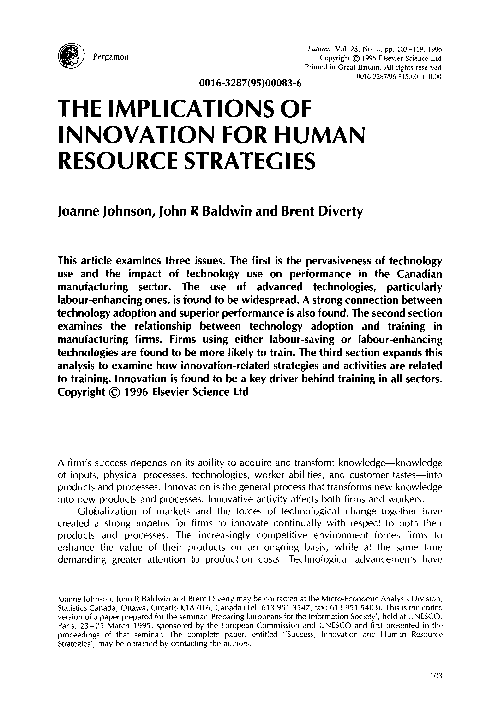 (PDF) The implications of innovation for human resource strategies
