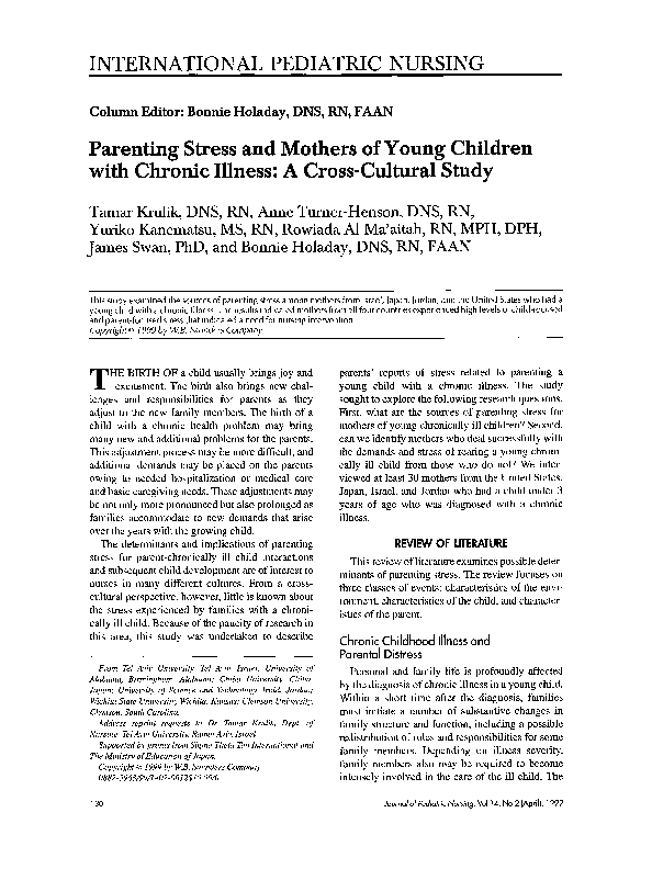 (PDF) Parenting stress and mothers of young children with chronic ...