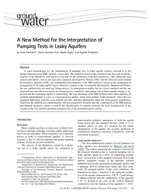 (PDF) A New Method for the Interpretation of Pumping Tests in Leaky ...