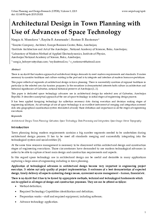 (PDF) Architectural Design in Town Planning with Use of Advances of ...