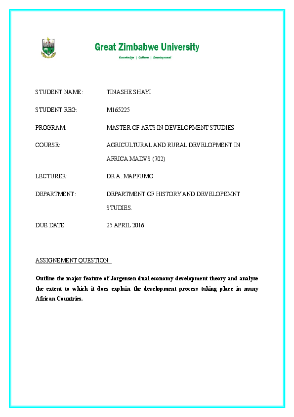 Dualism in developing countries picture