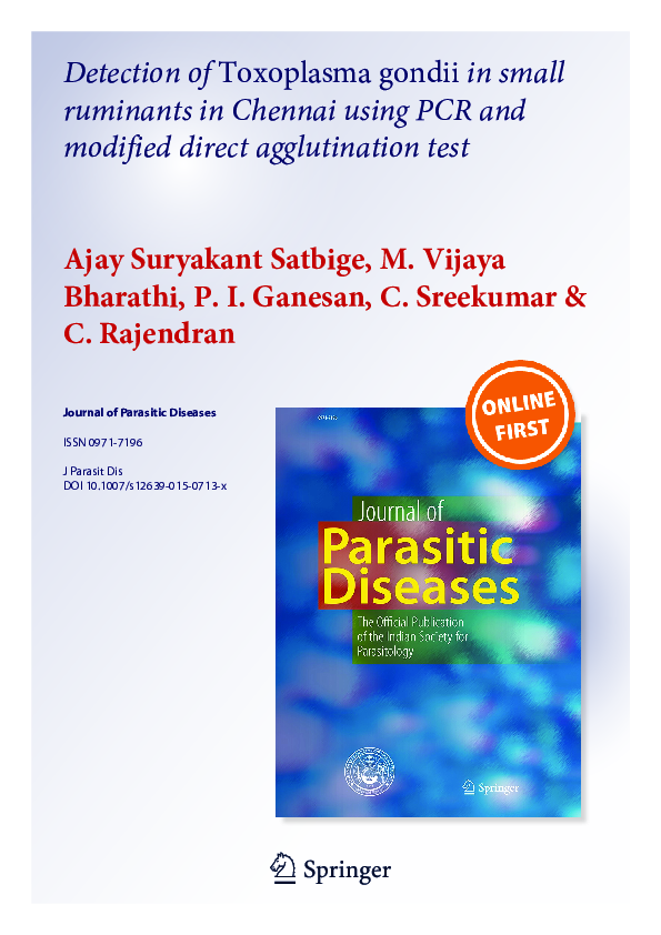 (PDF) Detection of Toxoplasma gondii in small ruminants in Chennai ...
