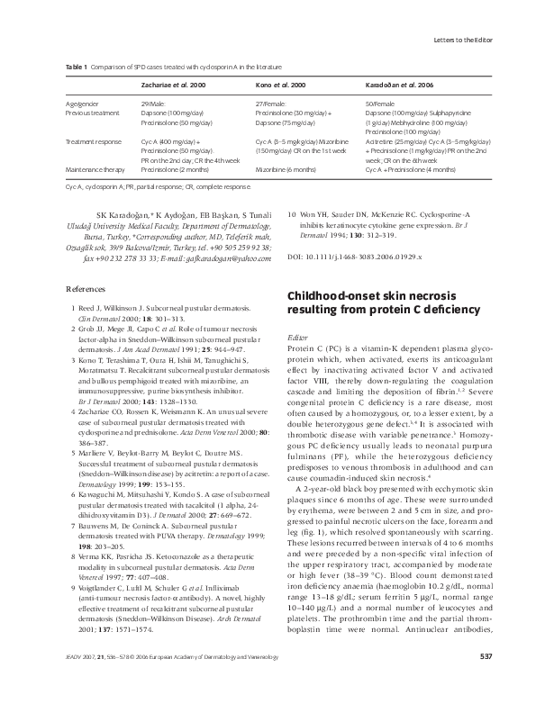(PDF) Childhoodonset skin necrosis resulting from protein C deficiency