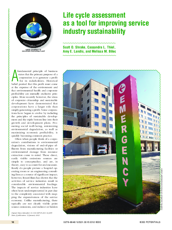 (PDF) Life Cycle Assessment as a tool for Improving Service Industry ...