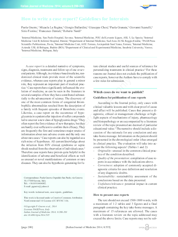 (PDF) How to write a case report? Guidelines for Internists