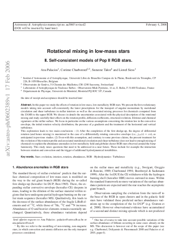 (PDF) Rotational mixing in low-mass stars