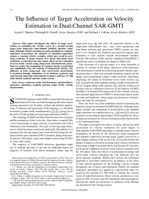 (PDF) The influence of target acceleration on velocity estimation in