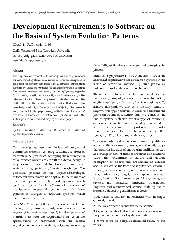 (PDF) Development Requirements to Software on the Basis of System ...