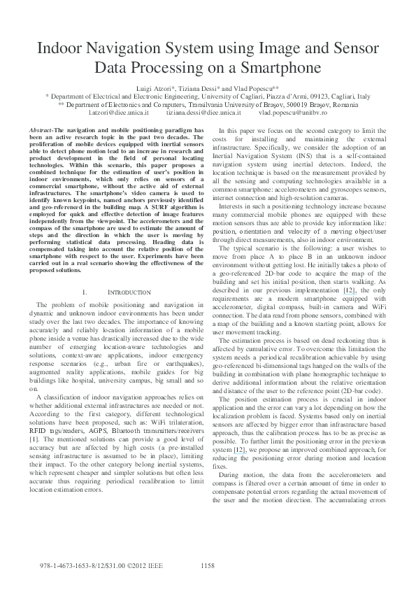 (PDF) Indoor navigation system using image and sensor data processing ...