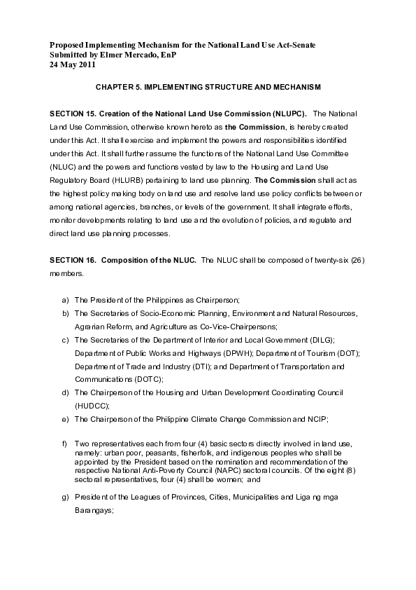 (PDF) Proposed Implementing Mechanism for the National Land Use Act