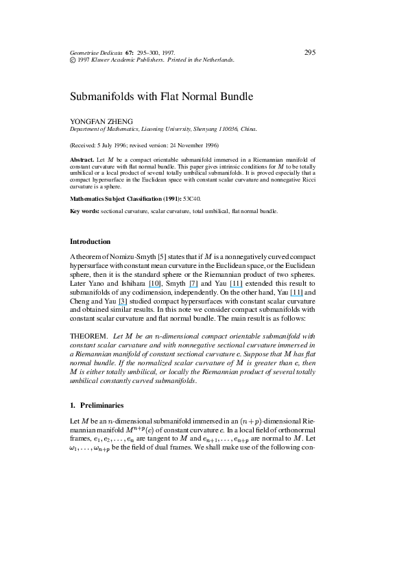  pdf submanifolds with flat normal bundle