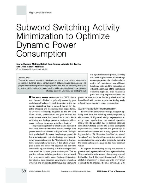 (PDF) Subword Switching Activity Minimization to Optimize Dynamic Power ...