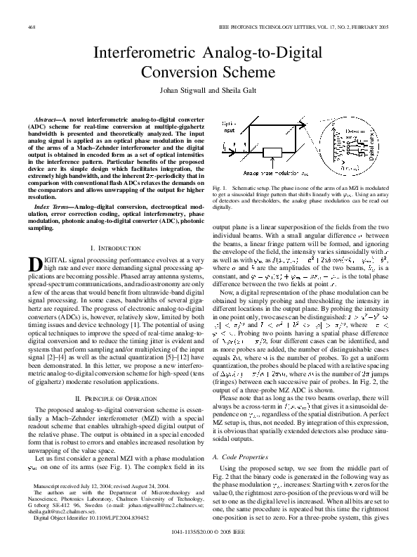 (PDF) Interferometric analogtodigital conversion scheme Johan
