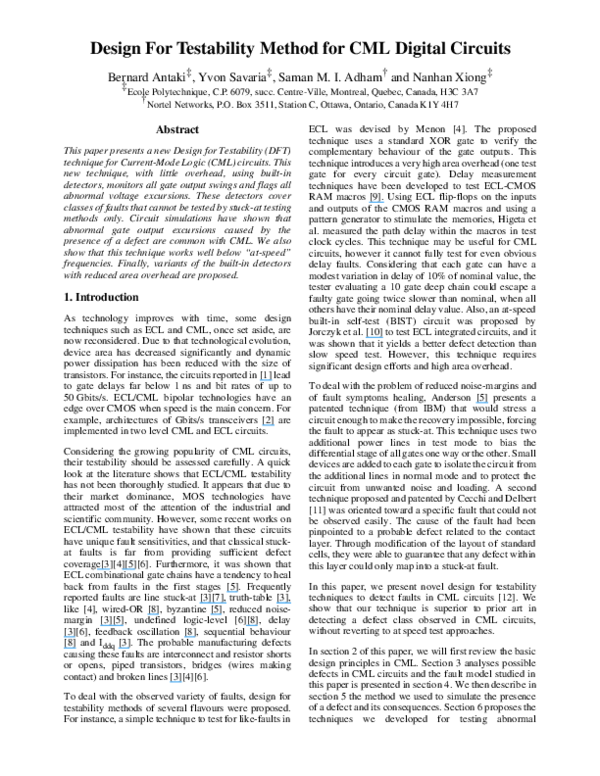 (PDF) Design for testability method for CML digital circuits