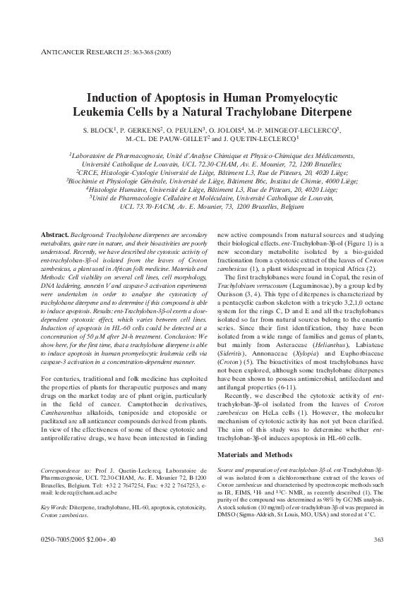 (PDF) Induction of Apoptosis in the Human Promyelocytic Leukemia Cell ...