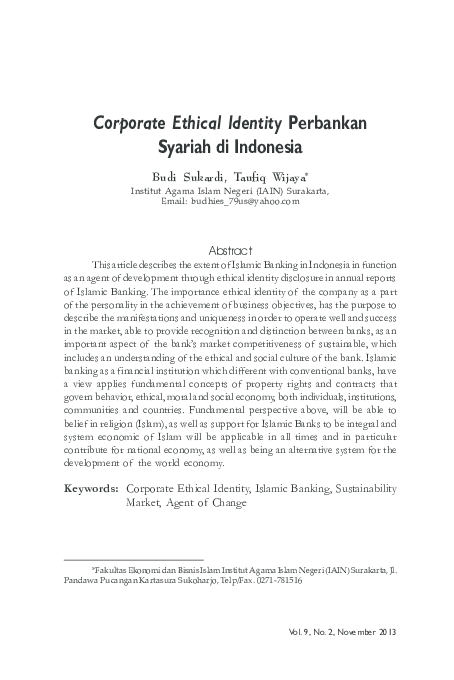 (PDF) Corporate Ethical Identity Perbankan Syariah di Indonesia