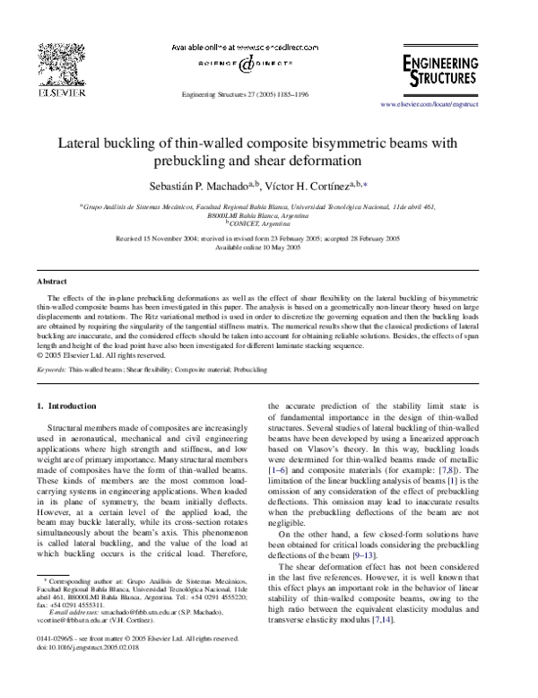 (PDF) Lateral buckling of thin-walled composite bisymmetric beams with ...