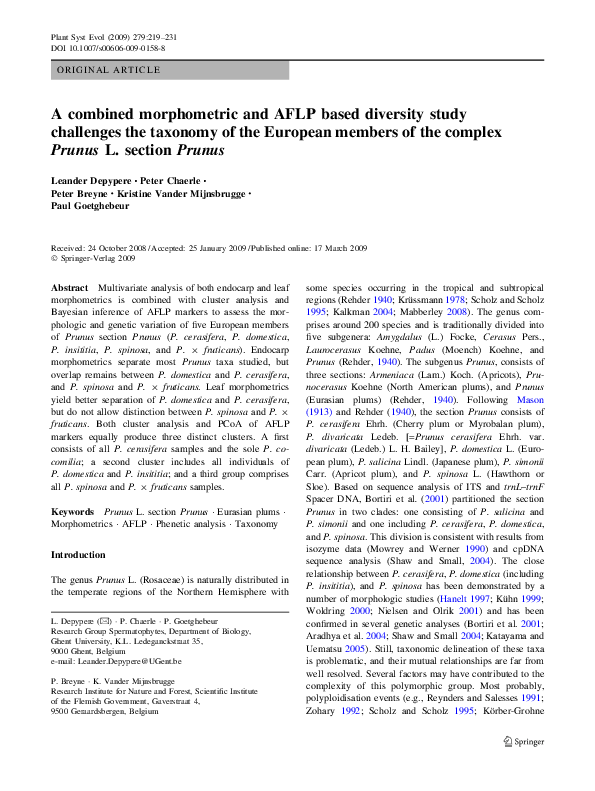(PDF) A combined morphometric and AFLP based diversity study challenges ...