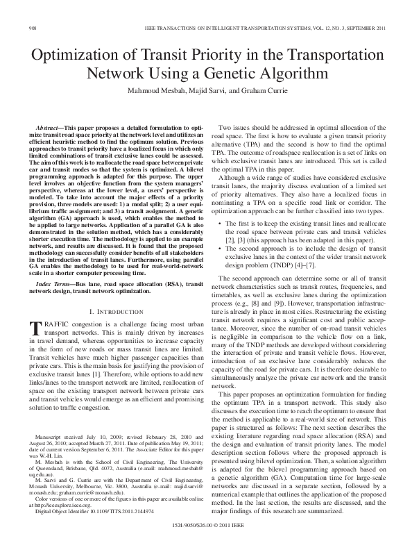(PDF) Optimization of transit priority in the transportation network ...