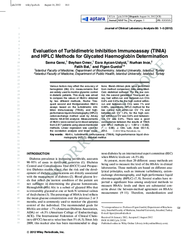 (PDF) Evaluation of Turbidimetric Inhibition Immunoassay (TINIA) and