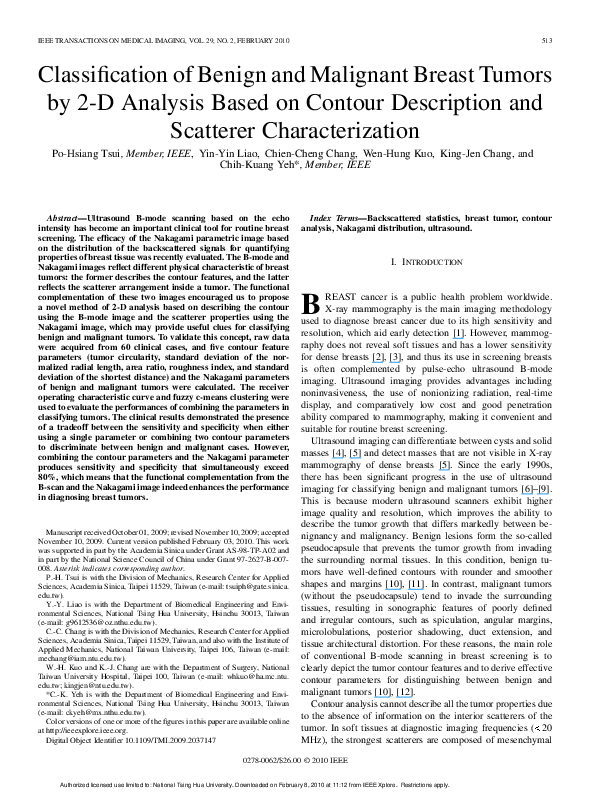 (PDF) Classification of Benign and Malignant Breast Masses Based on ...