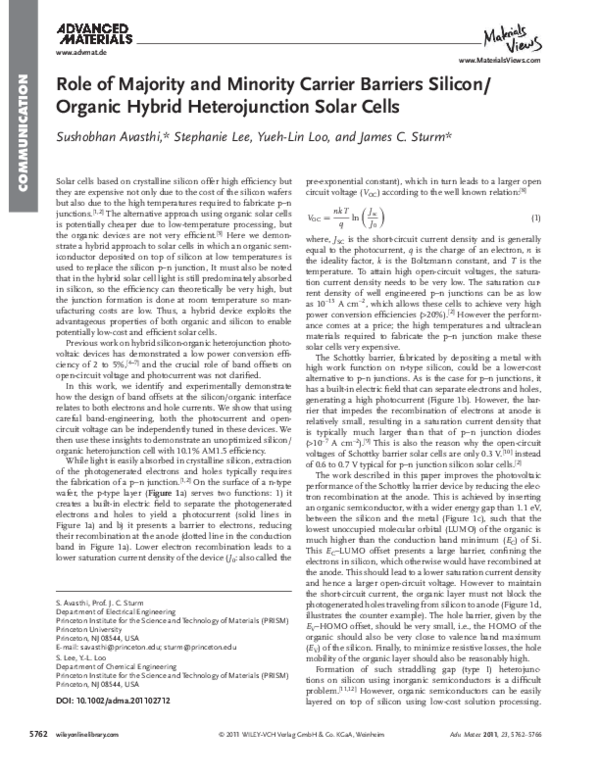 (PDF) Role of Majority and Minority Carrier Barriers