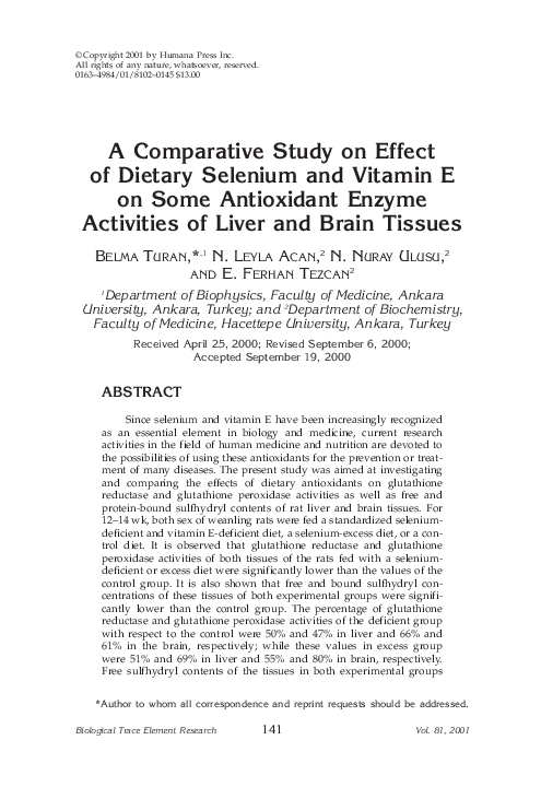 (PDF) A comparative study on effect of dietary selenium and vitamin E ...